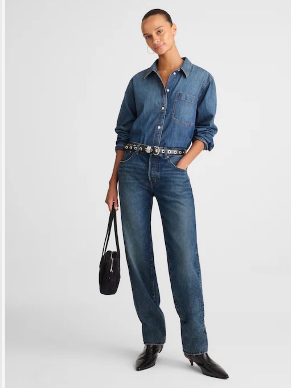 Madewell The Dean Easy Straight Jean size 23 Dark Blue Straight-Leg Jeans NEW
